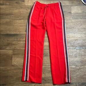 Red Track Pants with Striped Sides size 36 / size Small NWT